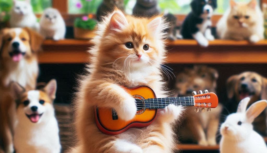 gato tocando la guitarra prueba de IA