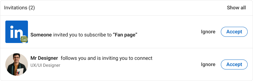 Rediseño UX en las Invitaciones de LinkedIn
